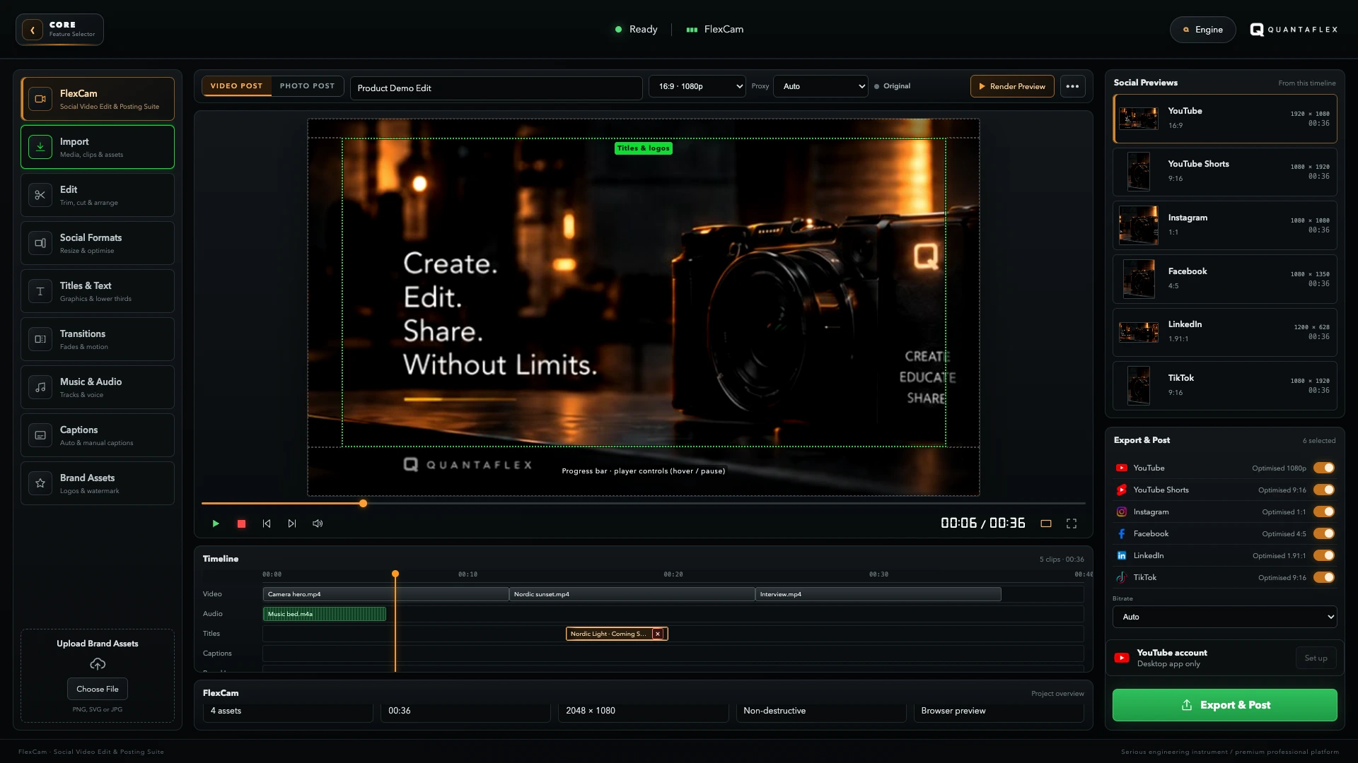 FlexCam adapting one video into platform-ready formats for social publishing